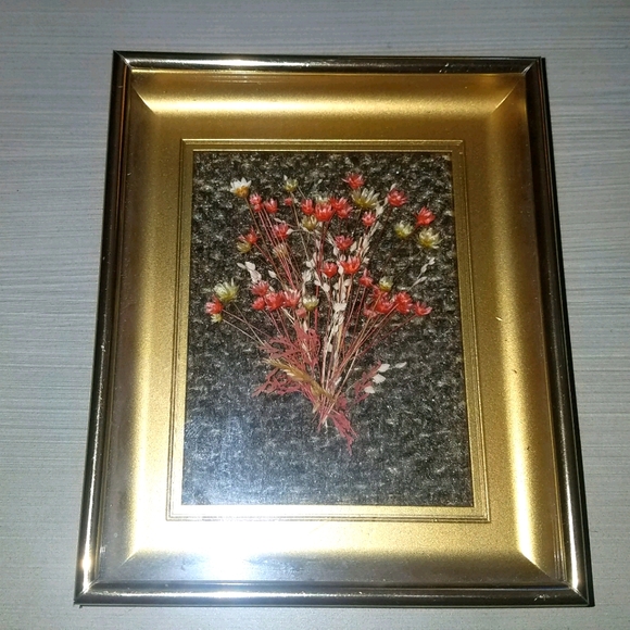 Other - Vintage Dried Flowers Framed Shadow Box Picture